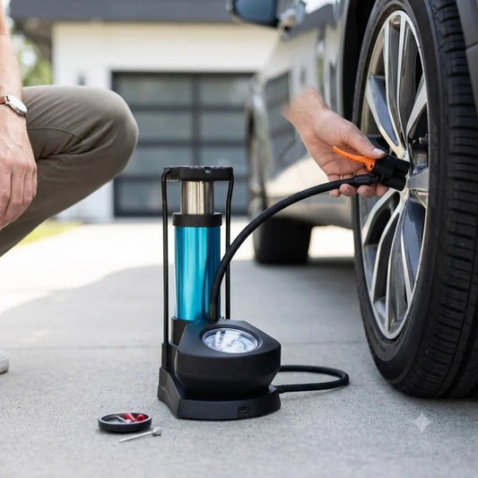 Foot & Hand Air Pump with Built-in Air Pressure Gauge