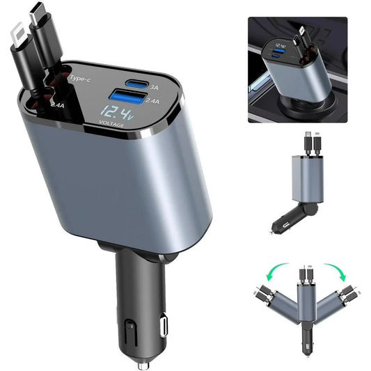 120W 4-in-1 Retractable Car Charger