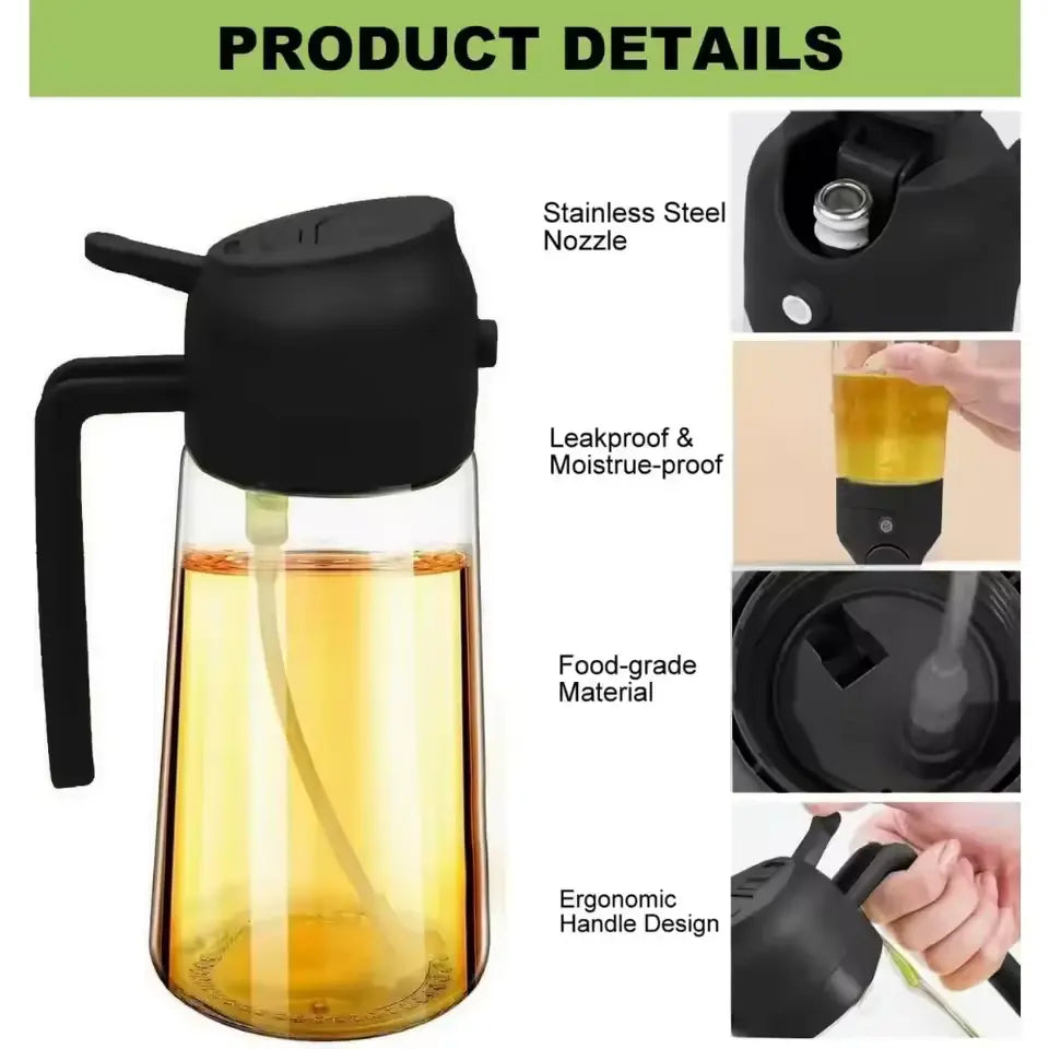 2-in-1 Glass Oil Sprayer & Dispenser Bottle
