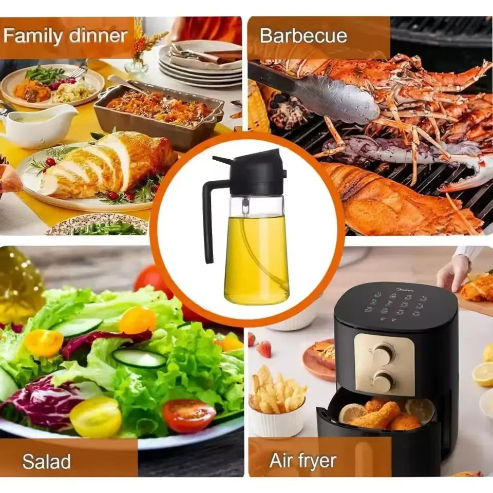 2-in-1 Glass Oil Sprayer & Dispenser Bottle
