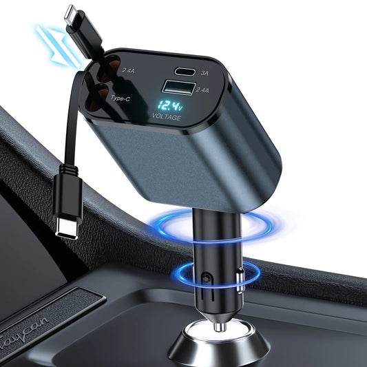 120W 4-in-1 Retractable Car Charger