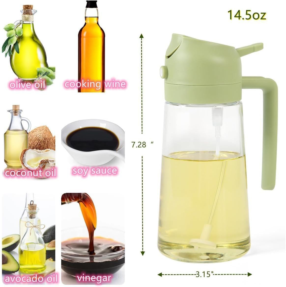2-in-1 Glass Oil Sprayer & Dispenser Bottle