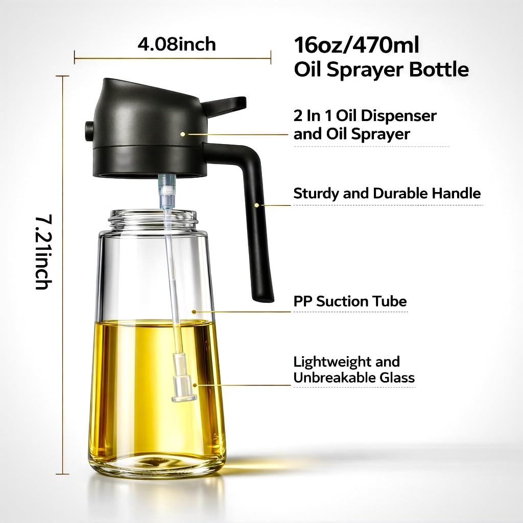 2-in-1 Glass Oil Sprayer & Dispenser Bottle