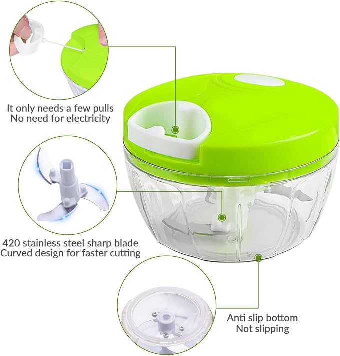 Manual Garlic Chopper Mincer – Pull String Vegetable Cutter