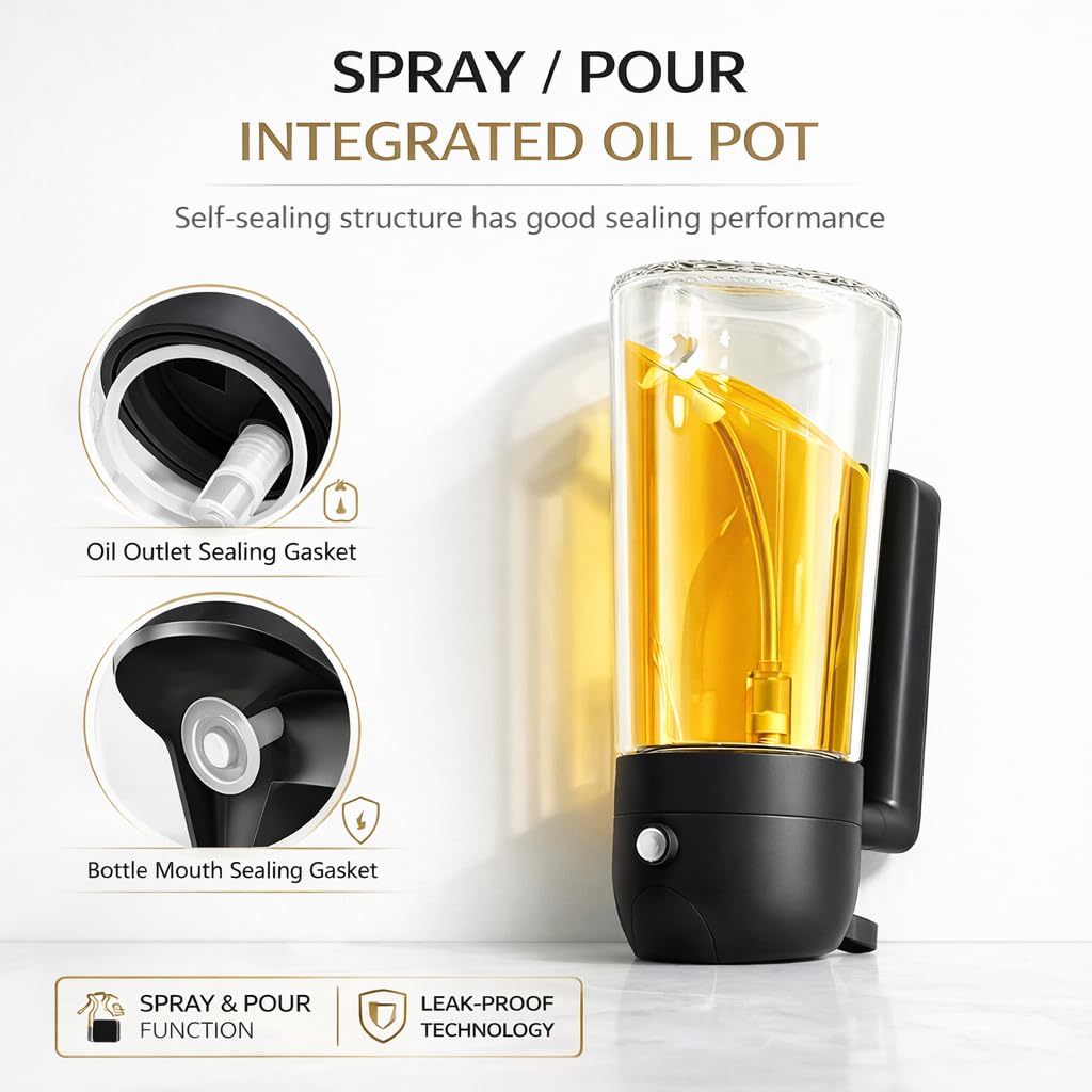 2-in-1 Glass Oil Sprayer & Dispenser Bottle