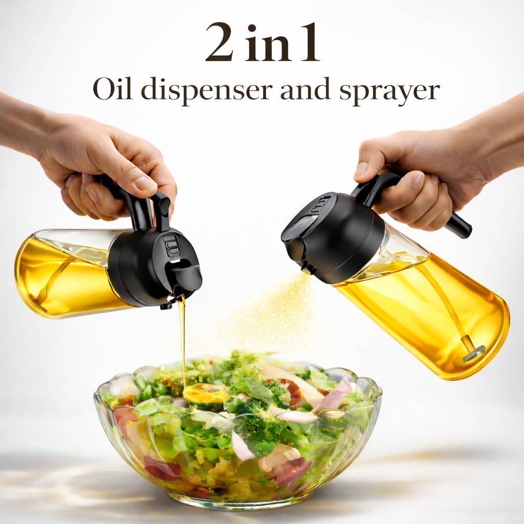 2-in-1 Glass Oil Sprayer & Dispenser Bottle