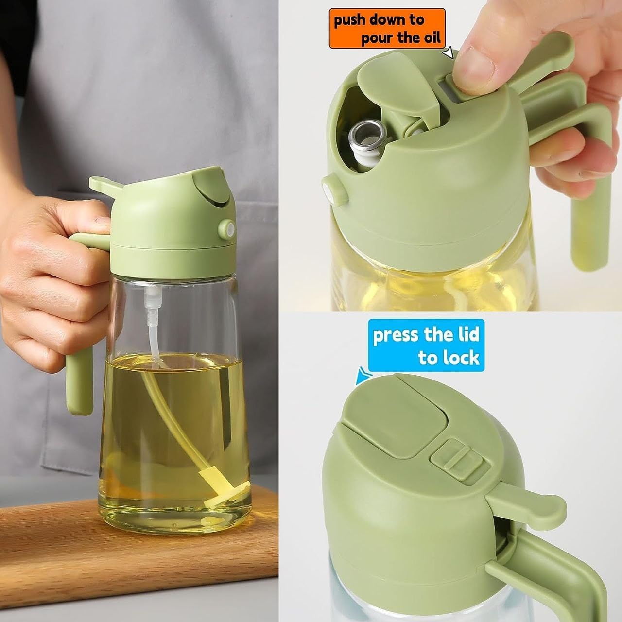 2-in-1 Glass Oil Sprayer & Dispenser Bottle