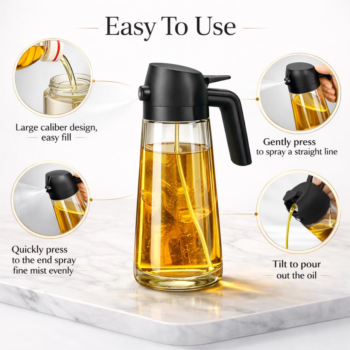 2-in-1 Glass Oil Sprayer & Dispenser Bottle