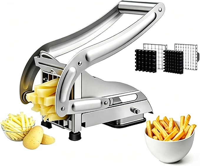 Stainless Steel French Fries Cutter – Quick & Easy Potato Slicer