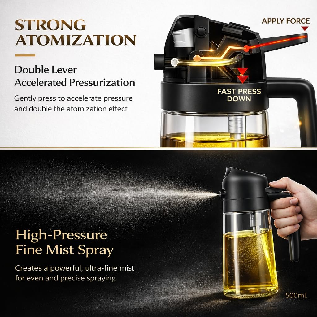 2-in-1 Glass Oil Sprayer & Dispenser Bottle