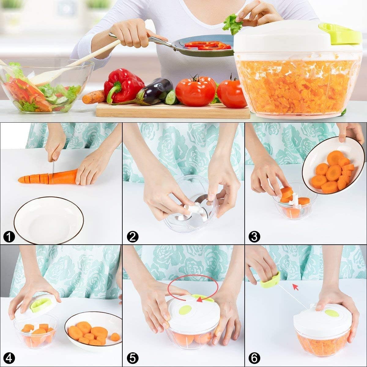 Manual Garlic Chopper Mincer – Pull String Vegetable Cutter