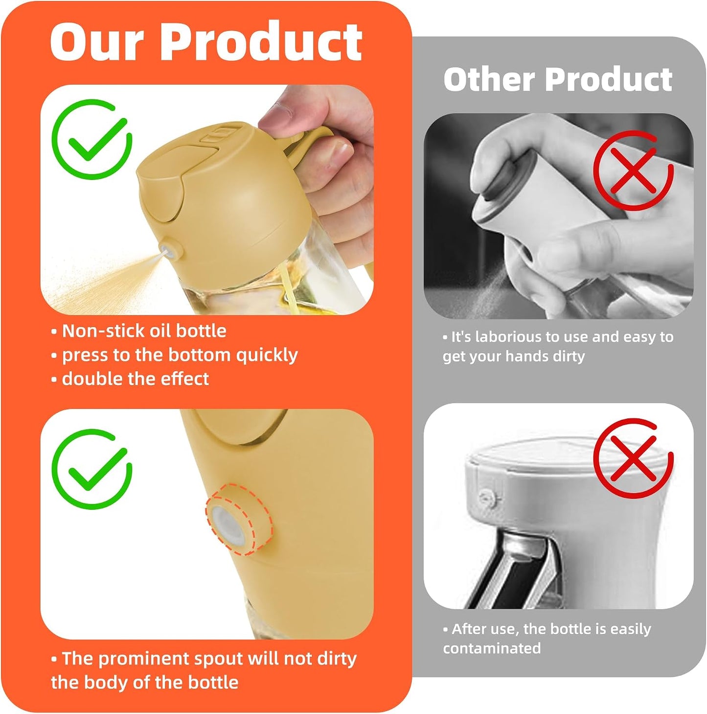 2-in-1 Glass Oil Sprayer & Dispenser Bottle