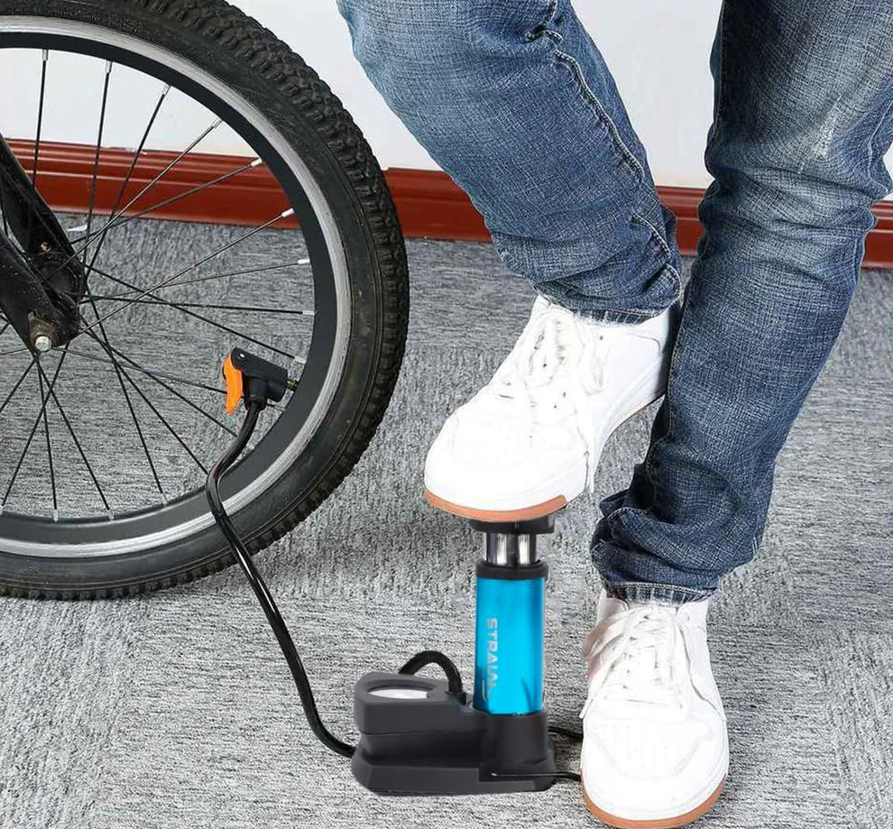 Foot & Hand Air Pump with Built-in Air Pressure Gauge