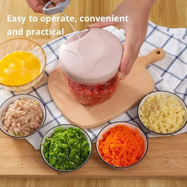 Manual Garlic Chopper Mincer – Pull String Vegetable Cutter