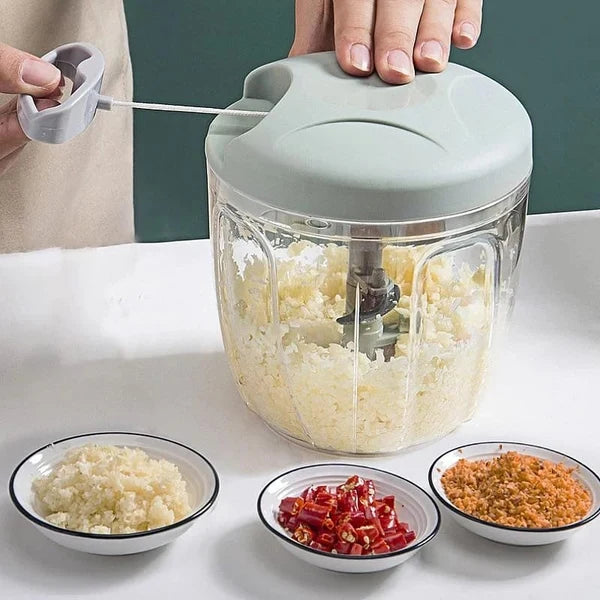 Manual Garlic Chopper Mincer – Pull String Vegetable Cutter