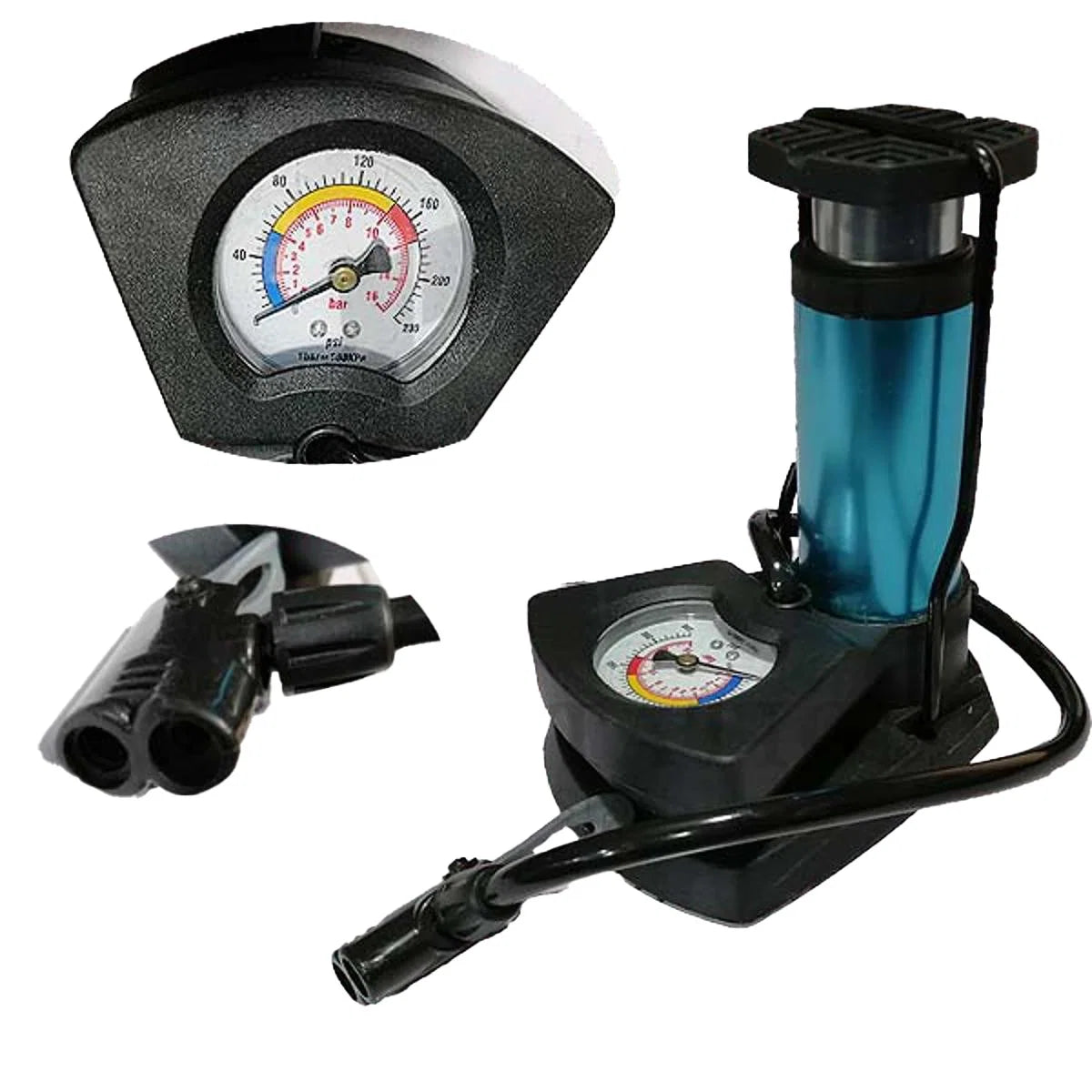Foot & Hand Air Pump with Built-in Air Pressure Gauge